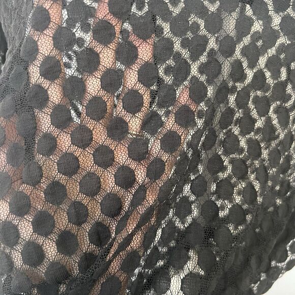 Free People Women’s Size Medium Polka Dot Sheer Veronica Top Black Lace V-neck - Picture 5 of 9